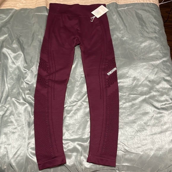Gymshark Energy Seamless Leggings Athletic Like New Maroon Women's Size Medium - Picture 2 of 8